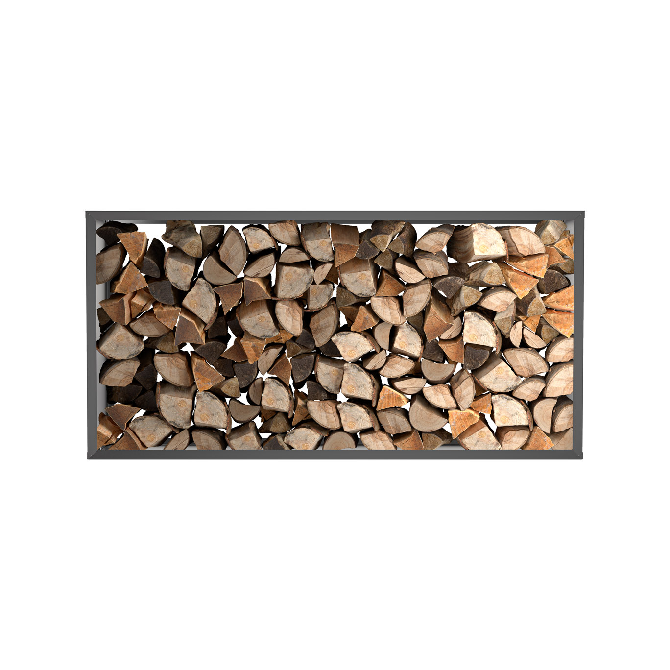 Wooker wide Kaminholzregal mit Holz Mattschwarz
