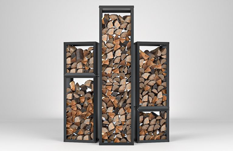 Hiyard Holzlager Wooker 149x49cm - Kaminholzregal Aus Deutschland Rostbraun/mattschwarz